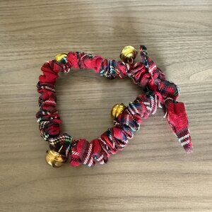 Mud Pie Plaid Holiday Bells Pet Collar